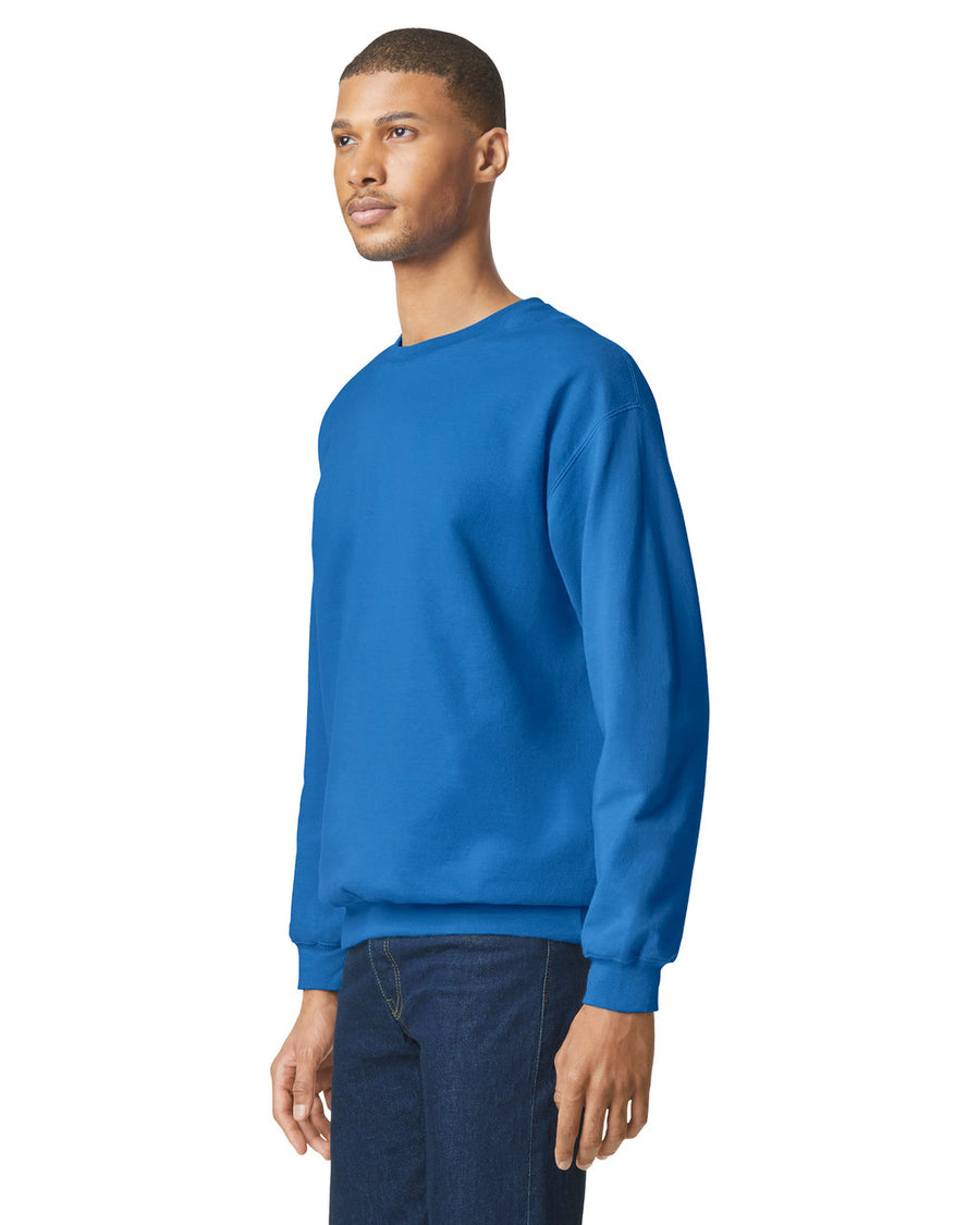Gildan SF000 Unisex Softstyle Midweight Crewneck Sweatshirt - Royal - model side