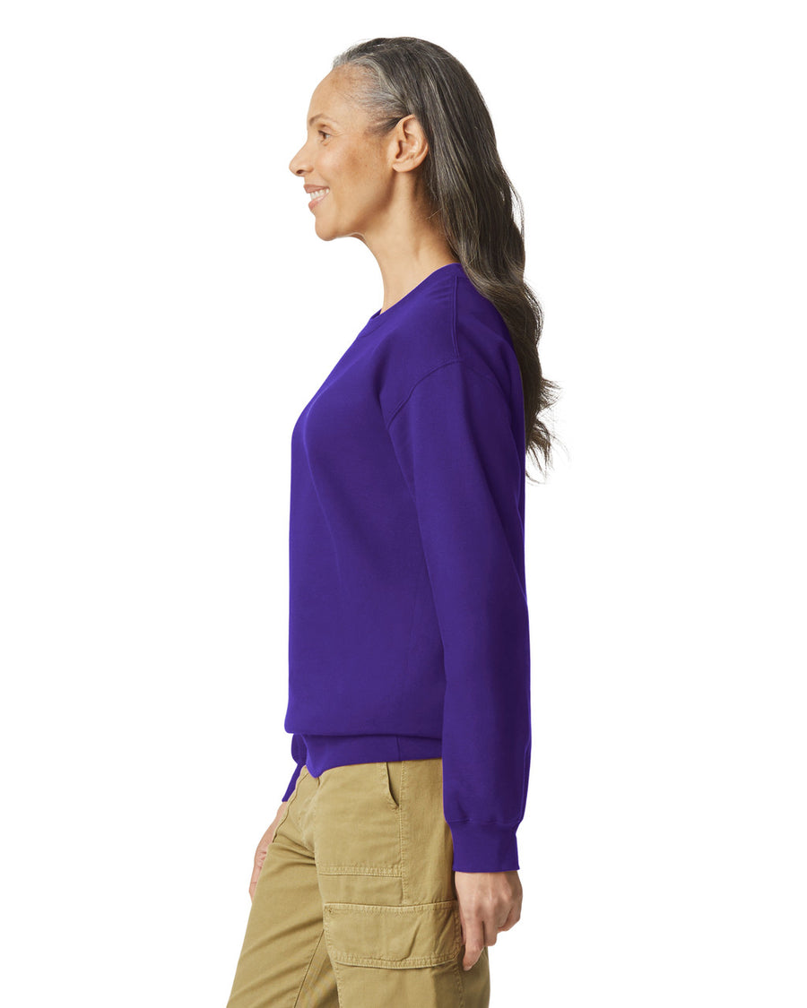Gildan SF000 Unisex Softstyle Midweight Crewneck Sweatshirt - Purple - model side