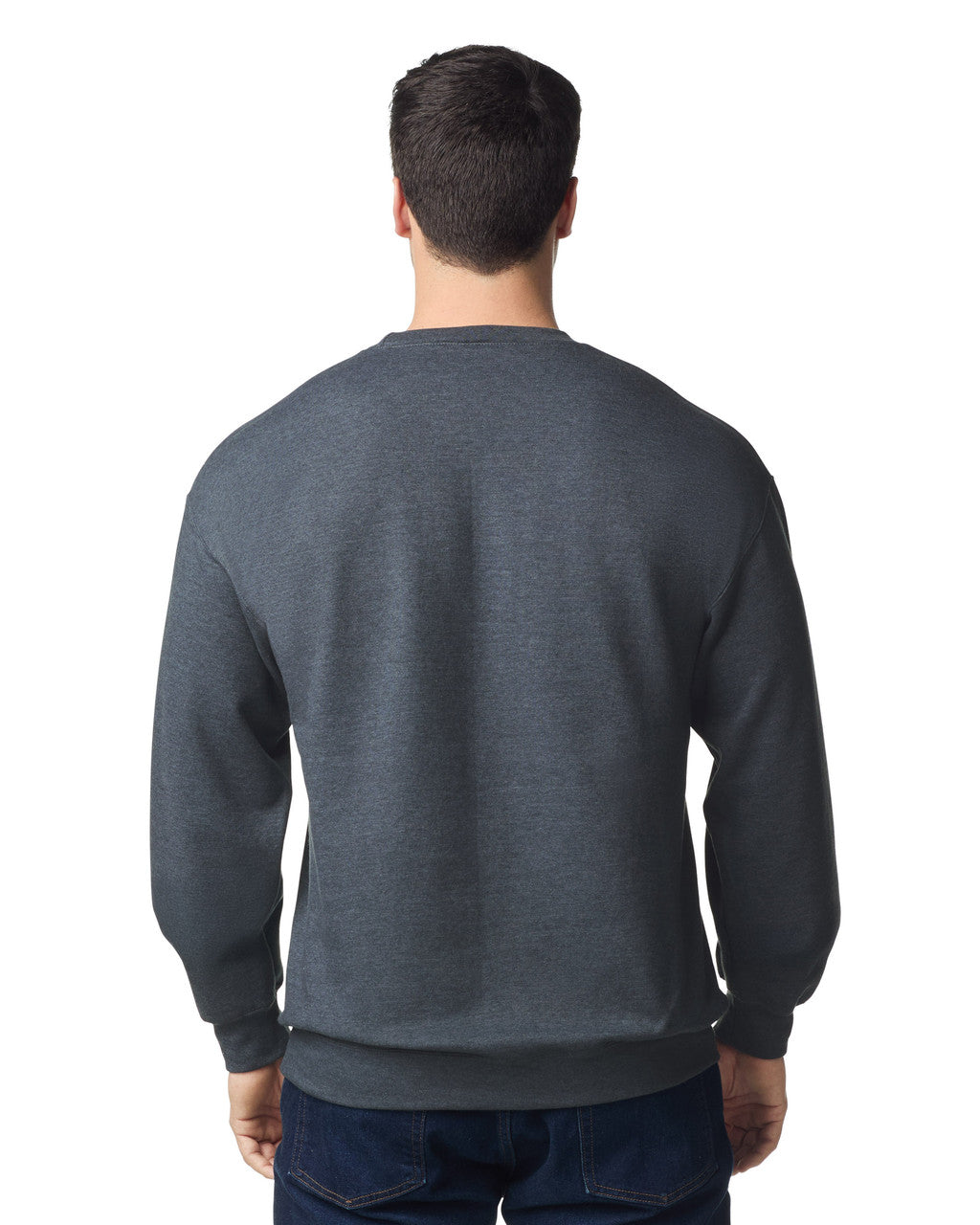 Gildan SF000 Unisex Softstyle Midweight Crewneck Sweatshirt - Dark Heather - model back