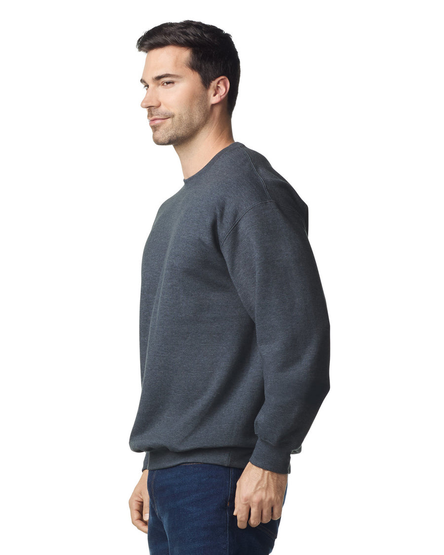Gildan SF000 Unisex Softstyle Midweight Crewneck Sweatshirt - Dark Heather - model side