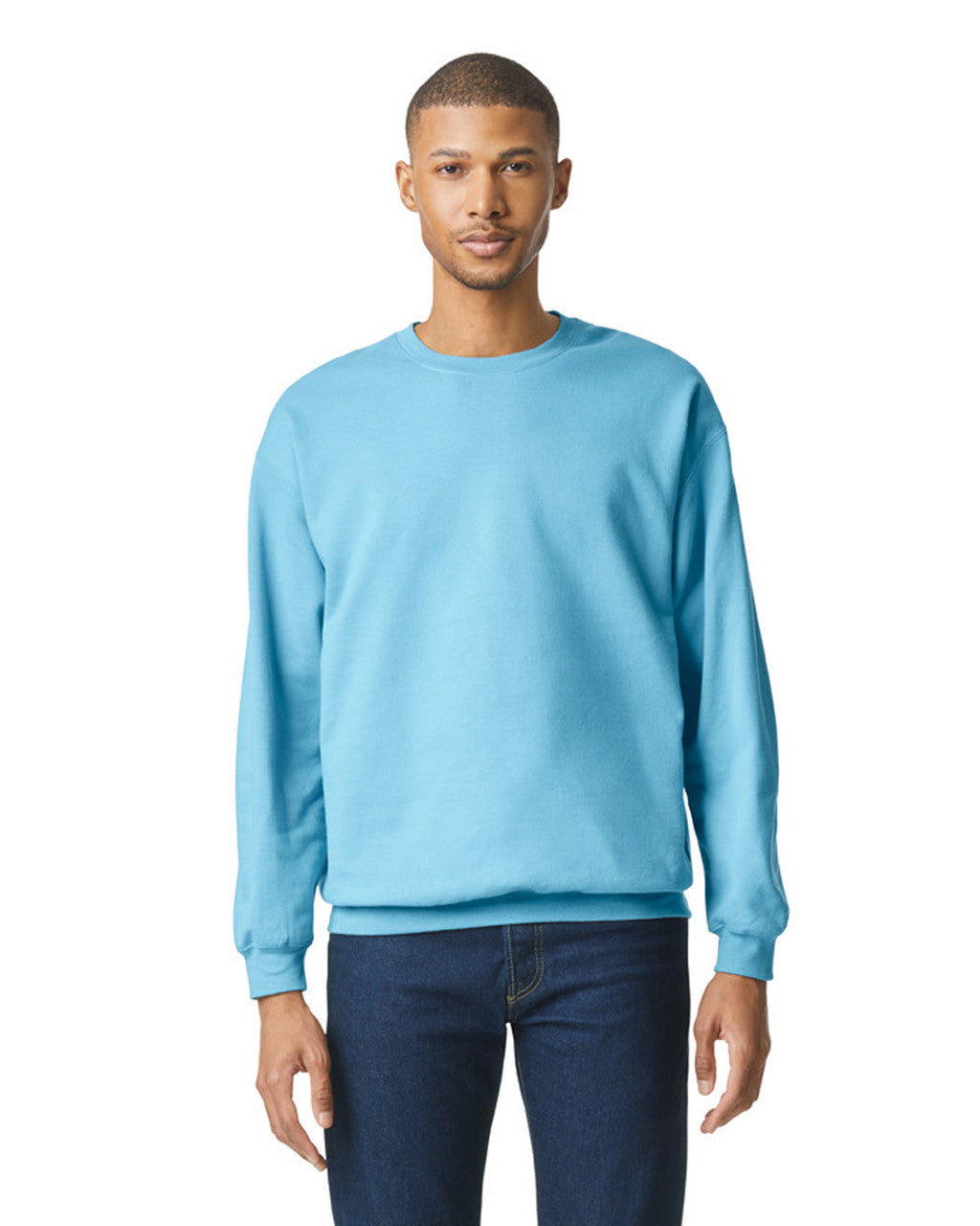 Gildan SF000 Unisex Softstyle Midweight Crewneck Sweatshirt - Sky - model front