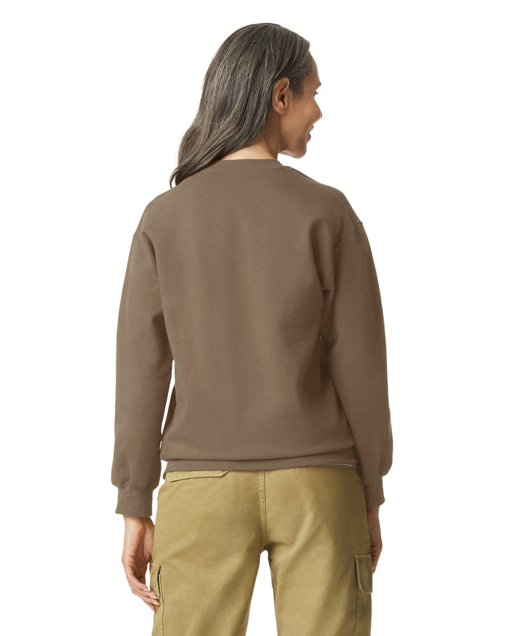 Gildan SF000 Unisex Softstyle Midweight Crewneck Sweatshirt - Brown Savana - model back