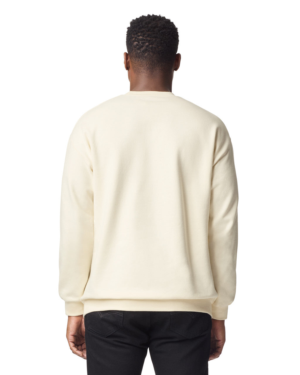 Gildan SF000 Unisex Softstyle Midweight Crewneck Sweatshirt - Off White - model back