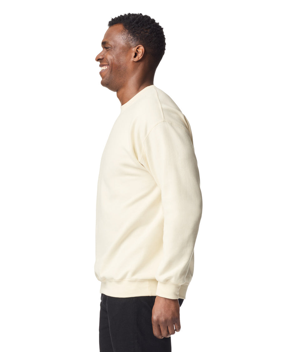 Gildan SF000 Unisex Softstyle Midweight Crewneck Sweatshirt - Off White - model side