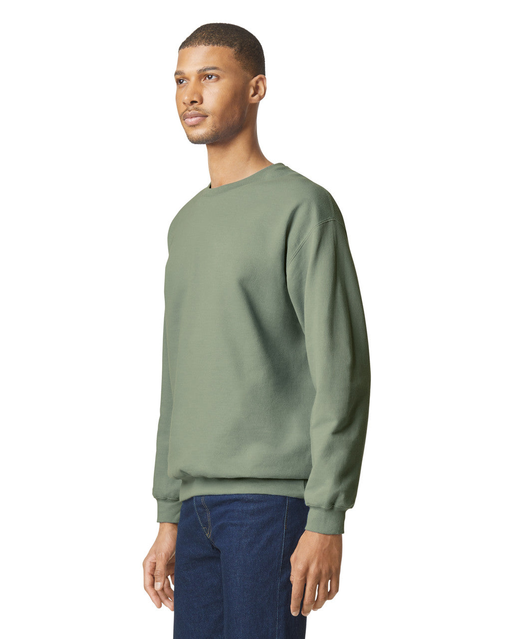 Gildan SF000 Unisex Softstyle Midweight Crewneck Sweatshirt - Sage - model side