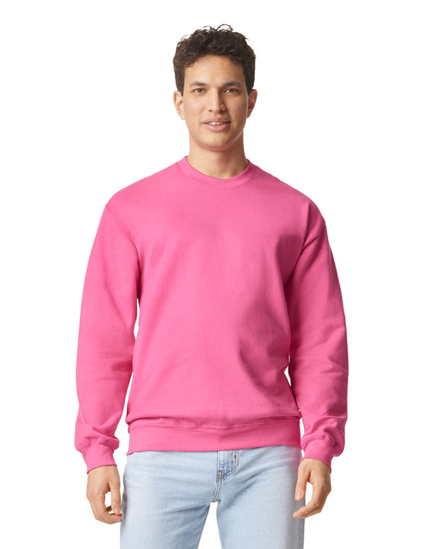 Gildan SF000 Unisex Softstyle Midweight Crewneck Sweatshirt - Pink Lemonade - model front