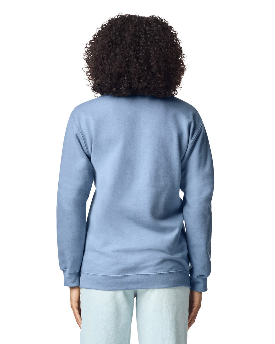 Gildan SF008 Unisex Softstyle Midweight 1/4 Zip Sweatshirt - Stone Blue - model back