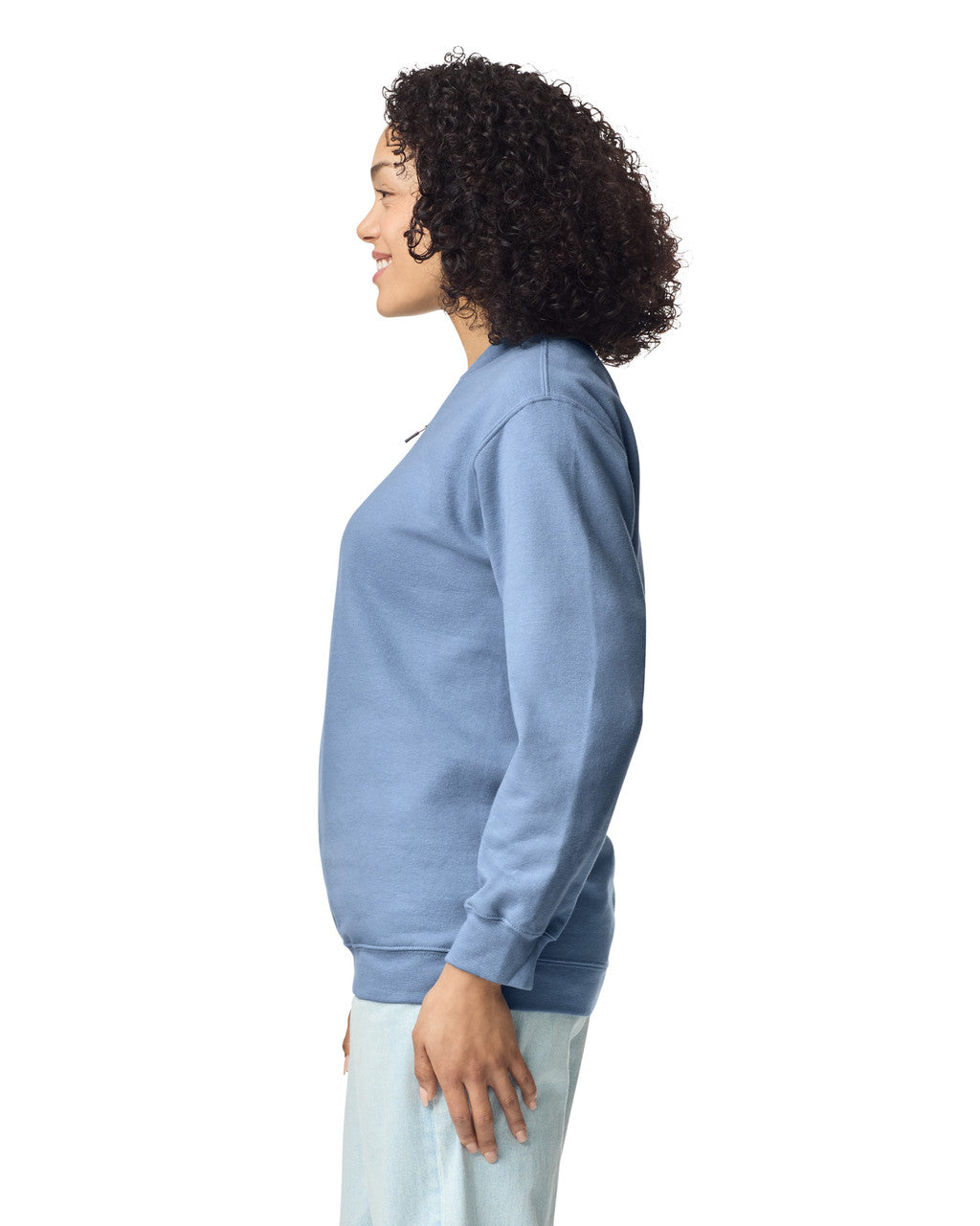 Gildan SF008 Unisex Softstyle Midweight 1/4 Zip Sweatshirt - Stone Blue - model side