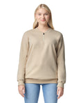 Gildan SF008 Unisex Softstyle Midweight 1/4 Zip Sweatshirt - Sand - model front
