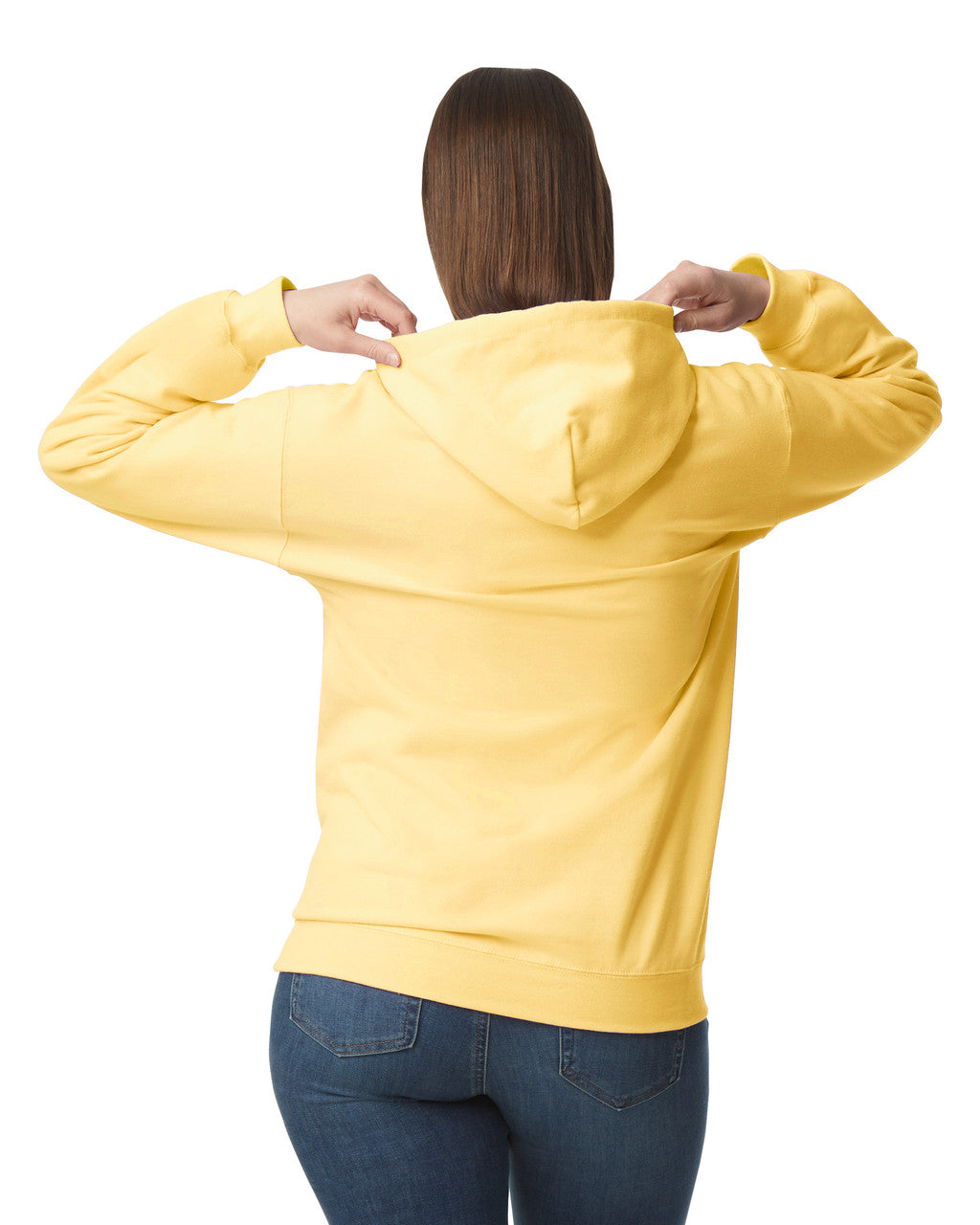 Gildan SF500 Unisex Softstyle Midweight Hooded Sweatshirt - Yellow Haze - model back