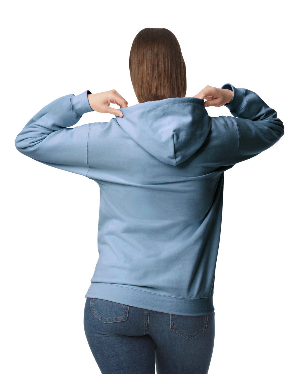 Gildan SF500 Unisex Softstyle Midweight Hooded Sweatshirt - Stone Blue - model back