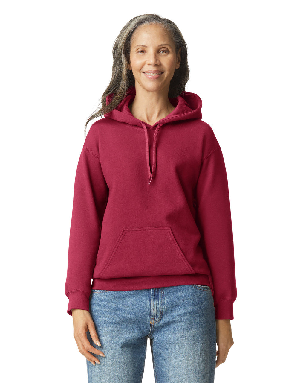 Gildan SF500 Unisex Softstyle Midweight Hooded Sweatshirt - Cardinal - model front