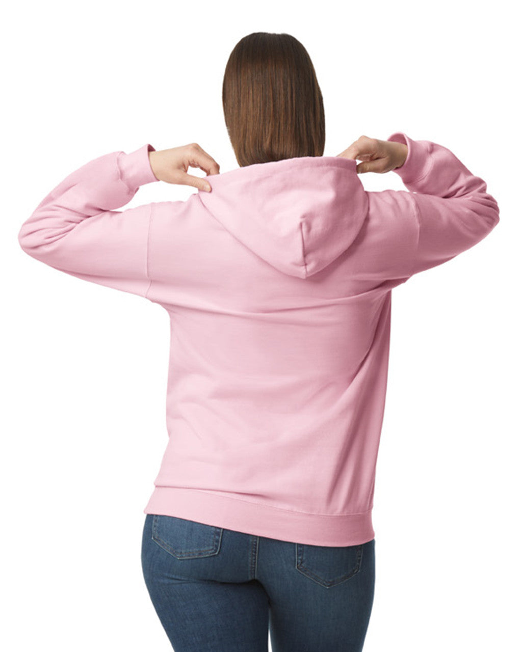 Gildan SF500 Unisex Softstyle Midweight Hooded Sweatshirt - Light Pink - model back