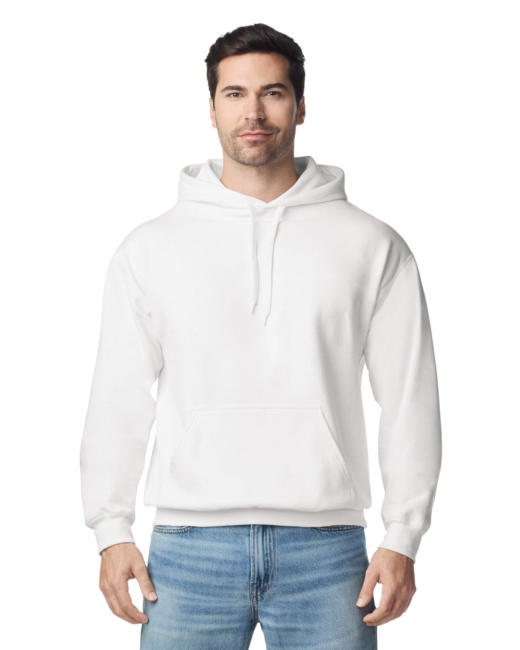 Gildan SF500 Unisex Softstyle Midweight Hooded Sweatshirt - White - model front