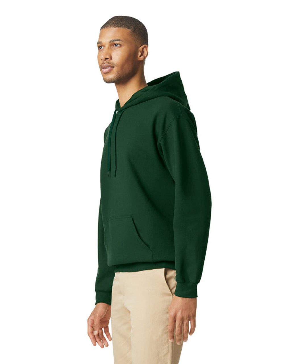 Gildan SF500 Unisex Softstyle Midweight Hooded Sweatshirt - Forest Green - model side