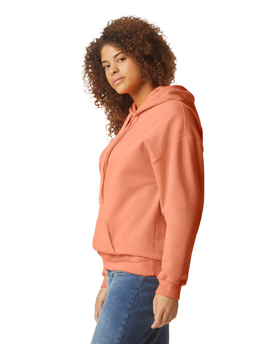 Gildan SF500 Unisex Softstyle Midweight Hooded Sweatshirt - Tangerine - model side