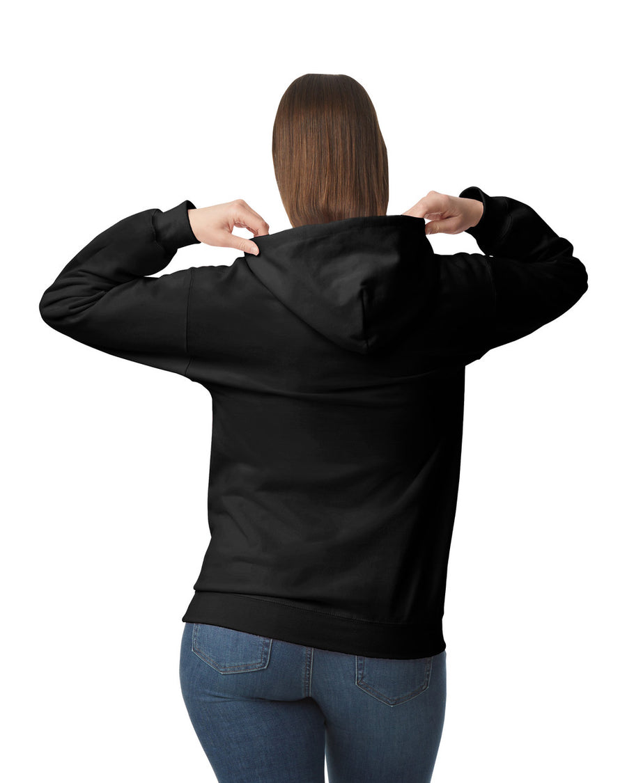 Gildan SF500 Unisex Softstyle Midweight Hooded Sweatshirt - Heather Black - model back