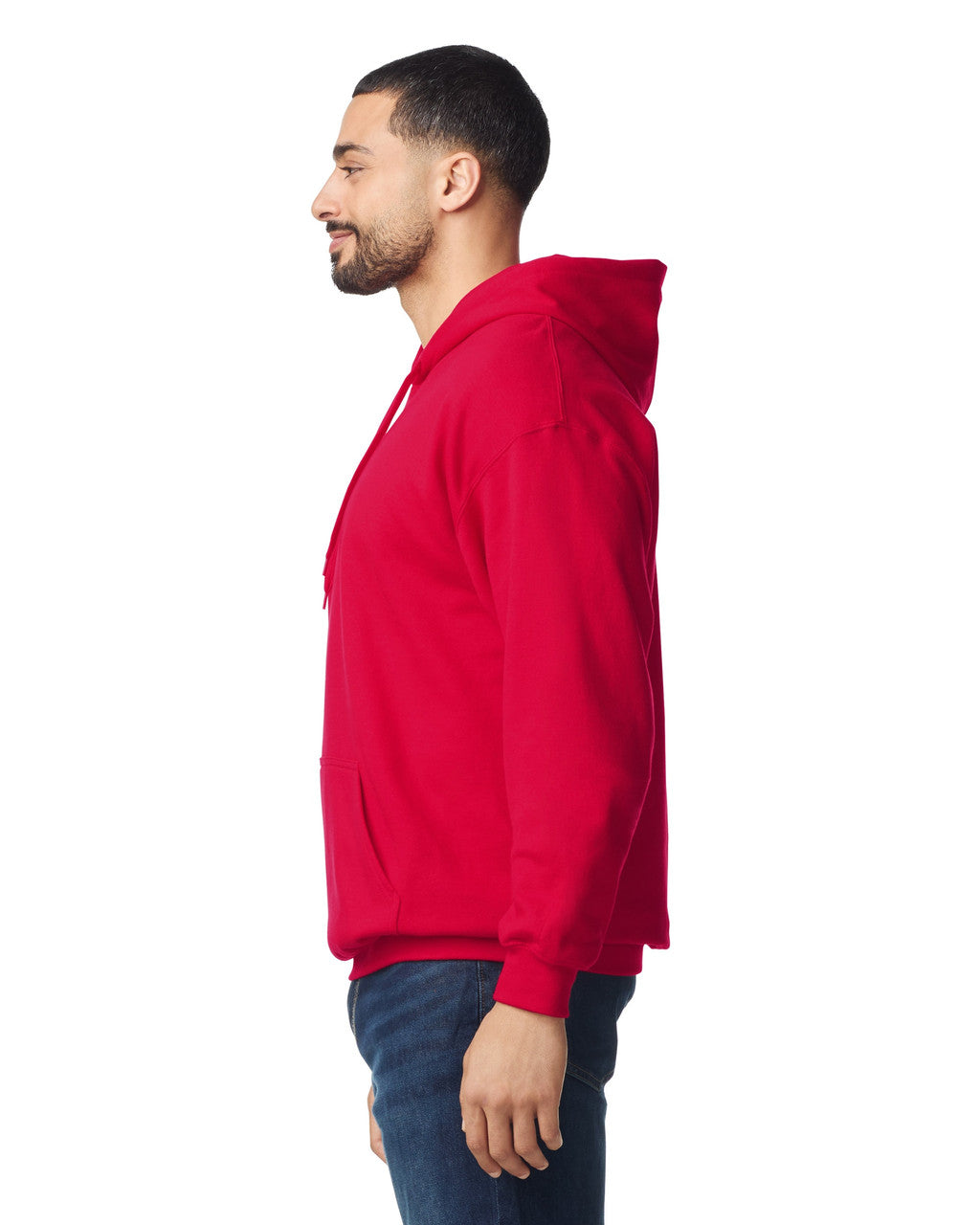 Gildan SF500 Unisex Softstyle Midweight Hooded Sweatshirt - Red - model side
