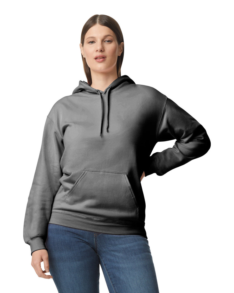 Gildan SF500 Unisex Softstyle Midweight Hooded Sweatshirt - Charcoal - model front