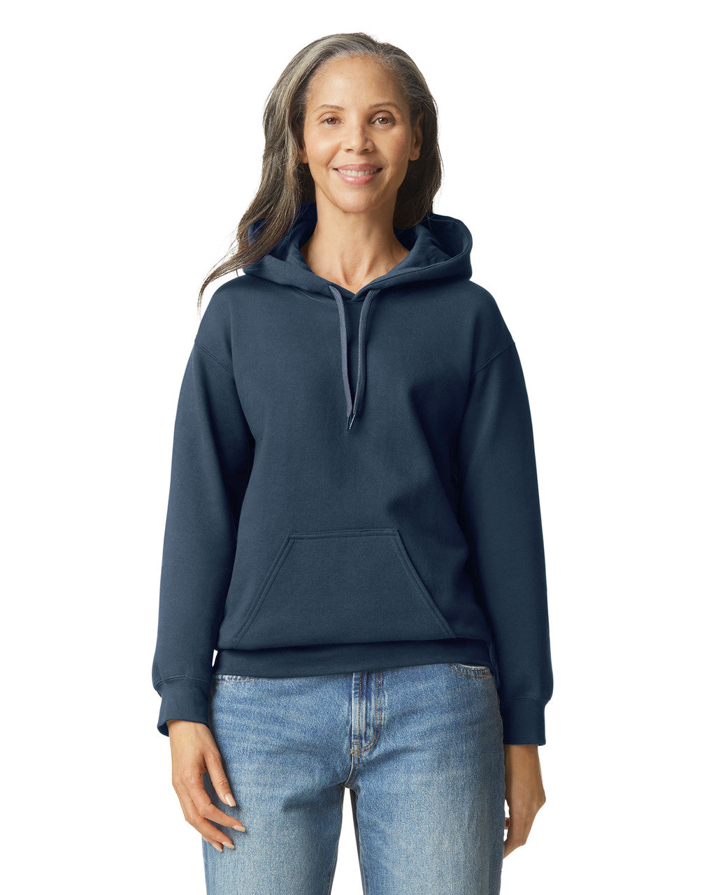 Gildan SF500 Unisex Softstyle Midweight Hooded Sweatshirt - Blue Dusk - model front