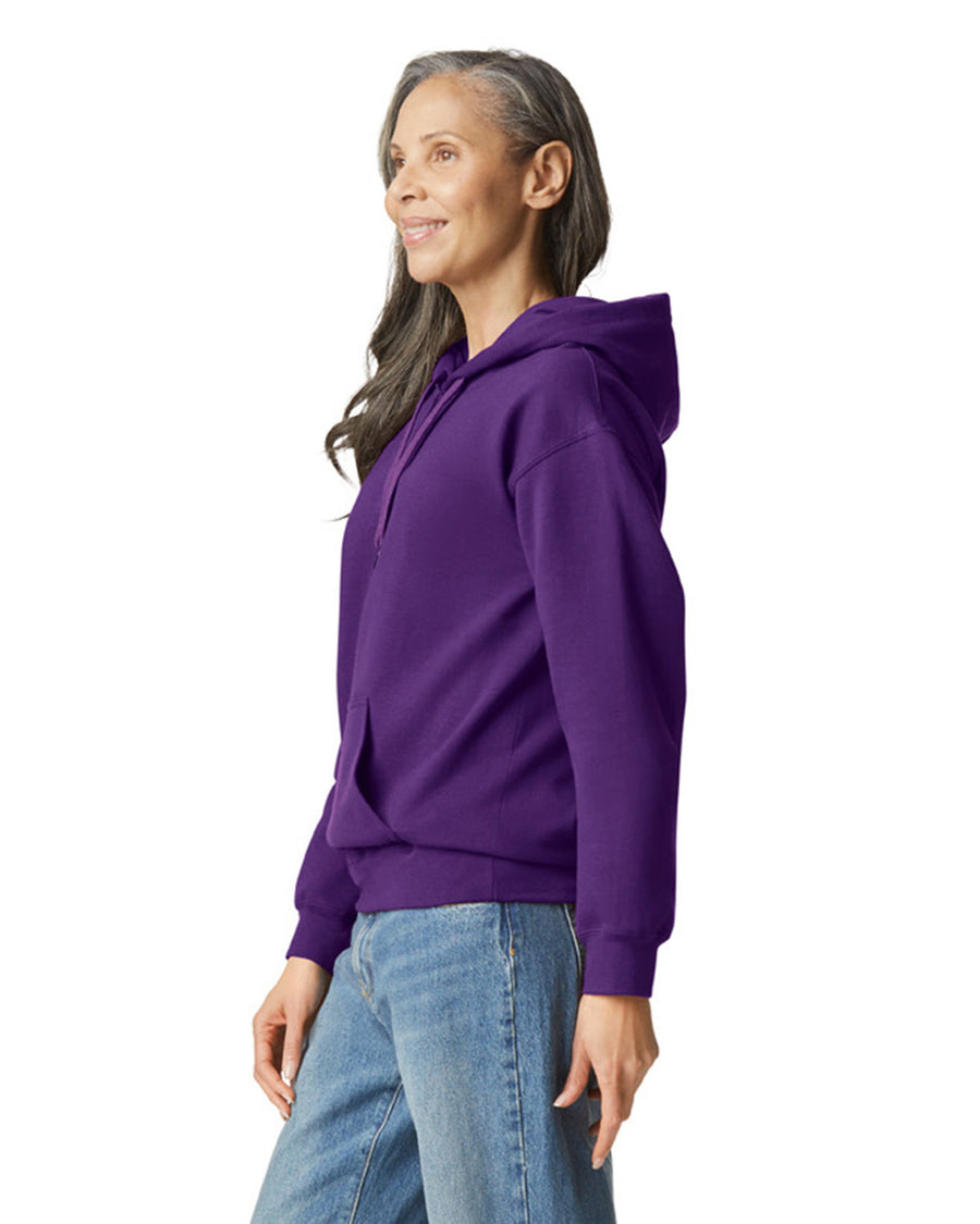 Gildan SF500 Unisex Softstyle Midweight Hooded Sweatshirt - Purple - model side
