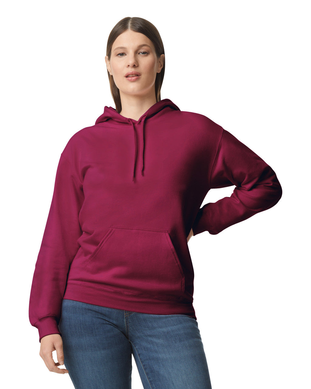 Gildan SF500 Unisex Softstyle Midweight Hooded Sweatshirt - Maroon - model front