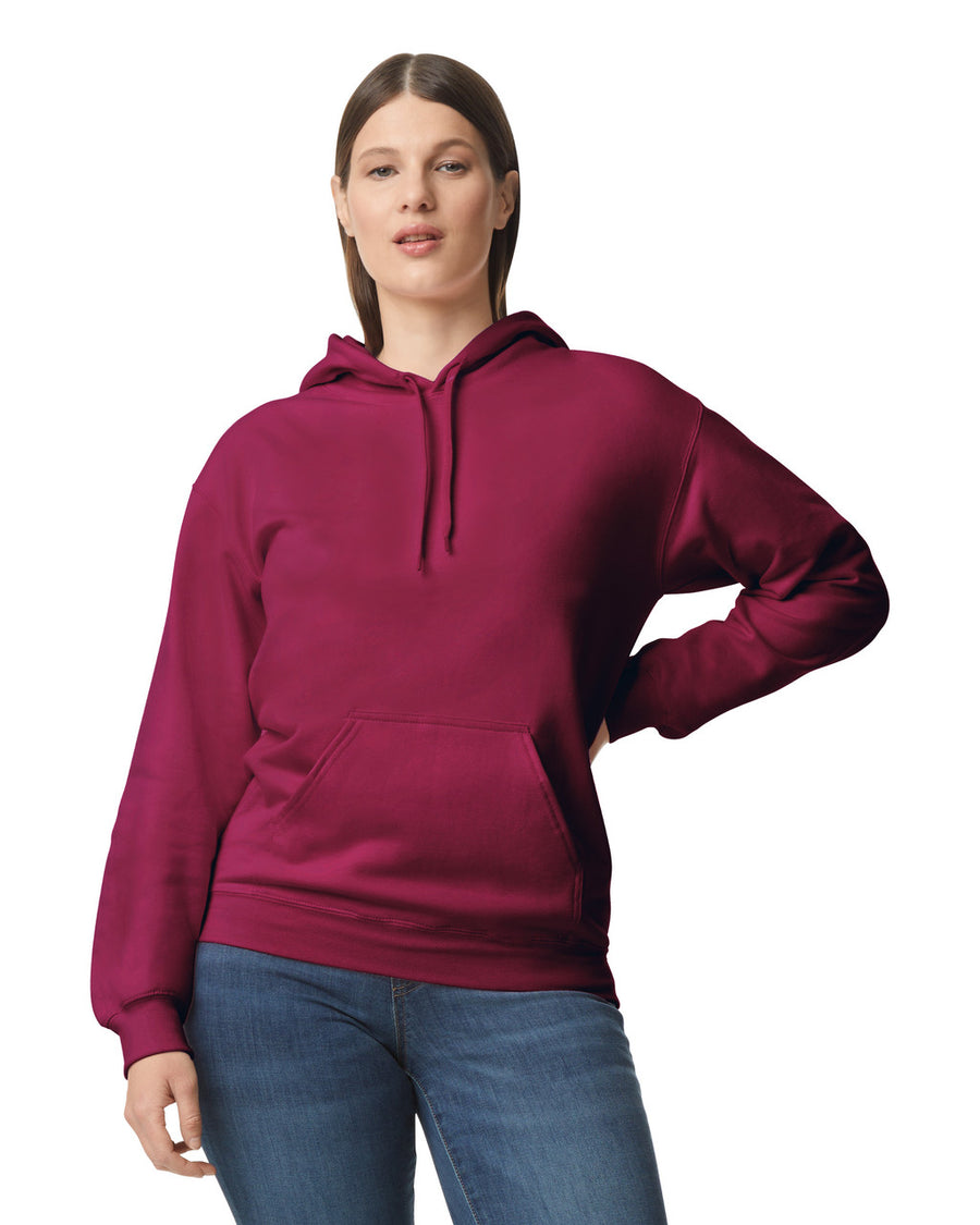 Gildan SF500 Unisex Softstyle Midweight Hooded Sweatshirt - Maroon - model front