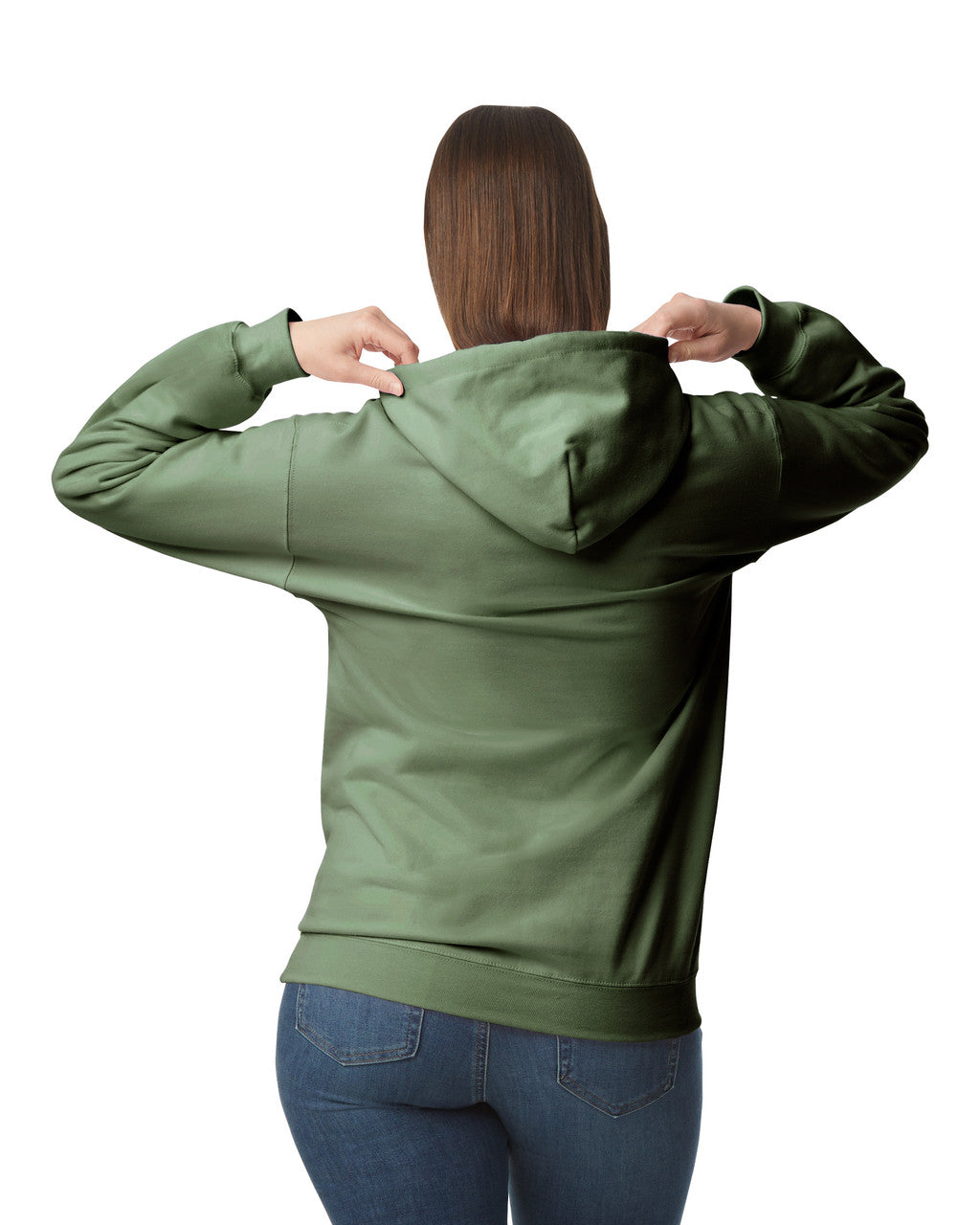 Gildan SF500 Unisex Softstyle Midweight Hooded Sweatshirt - Military Green - model back