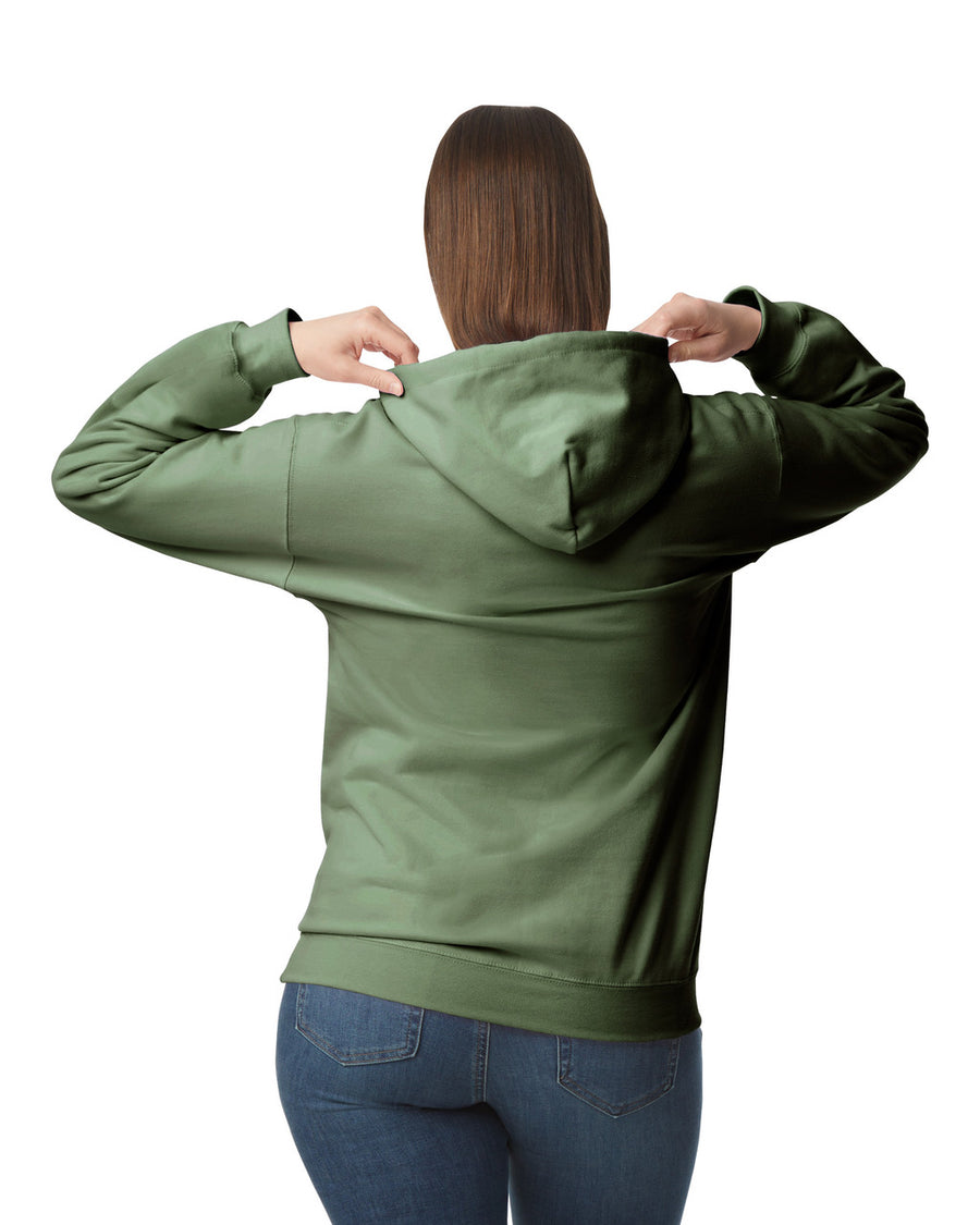 Gildan SF500 Unisex Softstyle Midweight Hooded Sweatshirt - Military Green - model back