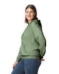 Gildan SF500 Unisex Softstyle Midweight Hooded Sweatshirt - Military Green - model side