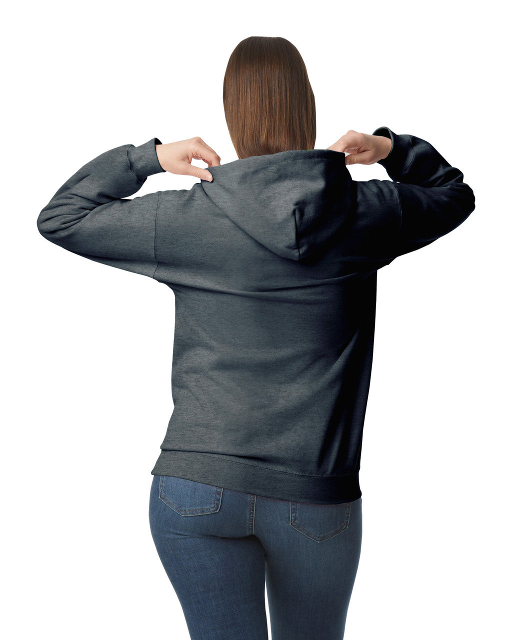 Gildan SF500 Unisex Softstyle Midweight Hooded Sweatshirt - Dark Heather - model back