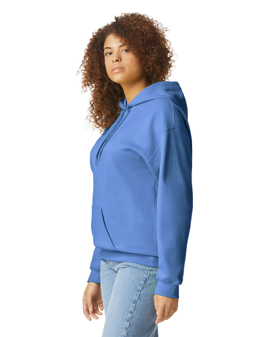 Gildan SF500 Unisex Softstyle Midweight Hooded Sweatshirt - Carolina Blue - model side