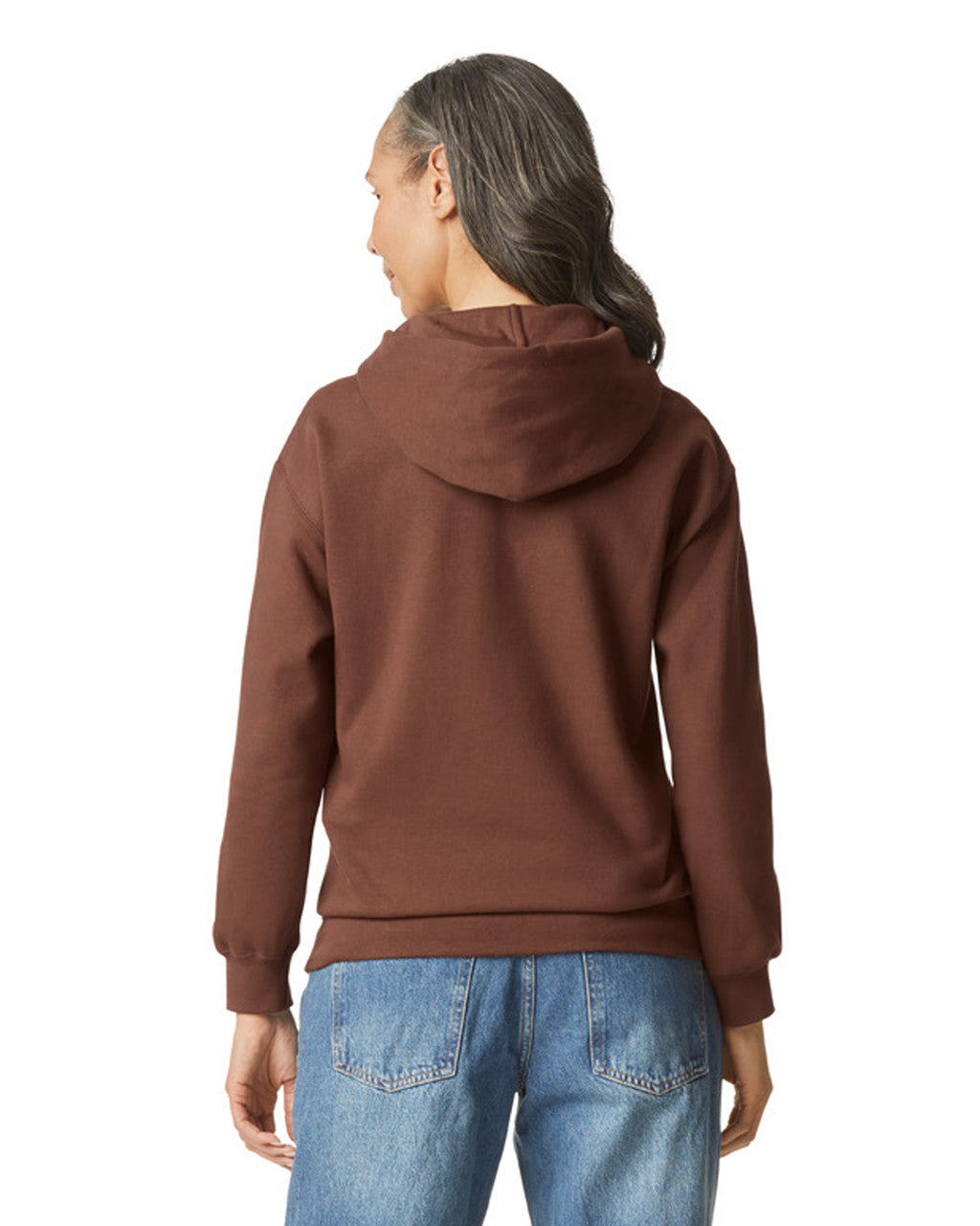 Gildan SF500 Unisex Softstyle Midweight Hooded Sweatshirt - Cocoa - model back