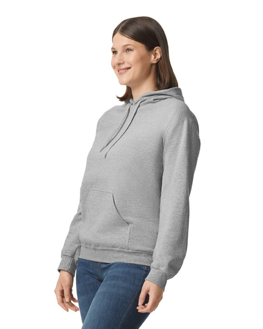 Gildan SF500 Unisex Softstyle Midweight Hooded Sweatshirt - Sport Grey - model side