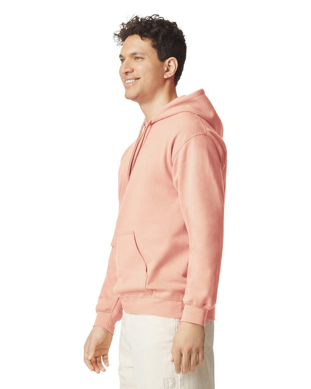 Gildan SF500 Unisex Softstyle Midweight Hooded Sweatshirt - Dusty Rose - model side