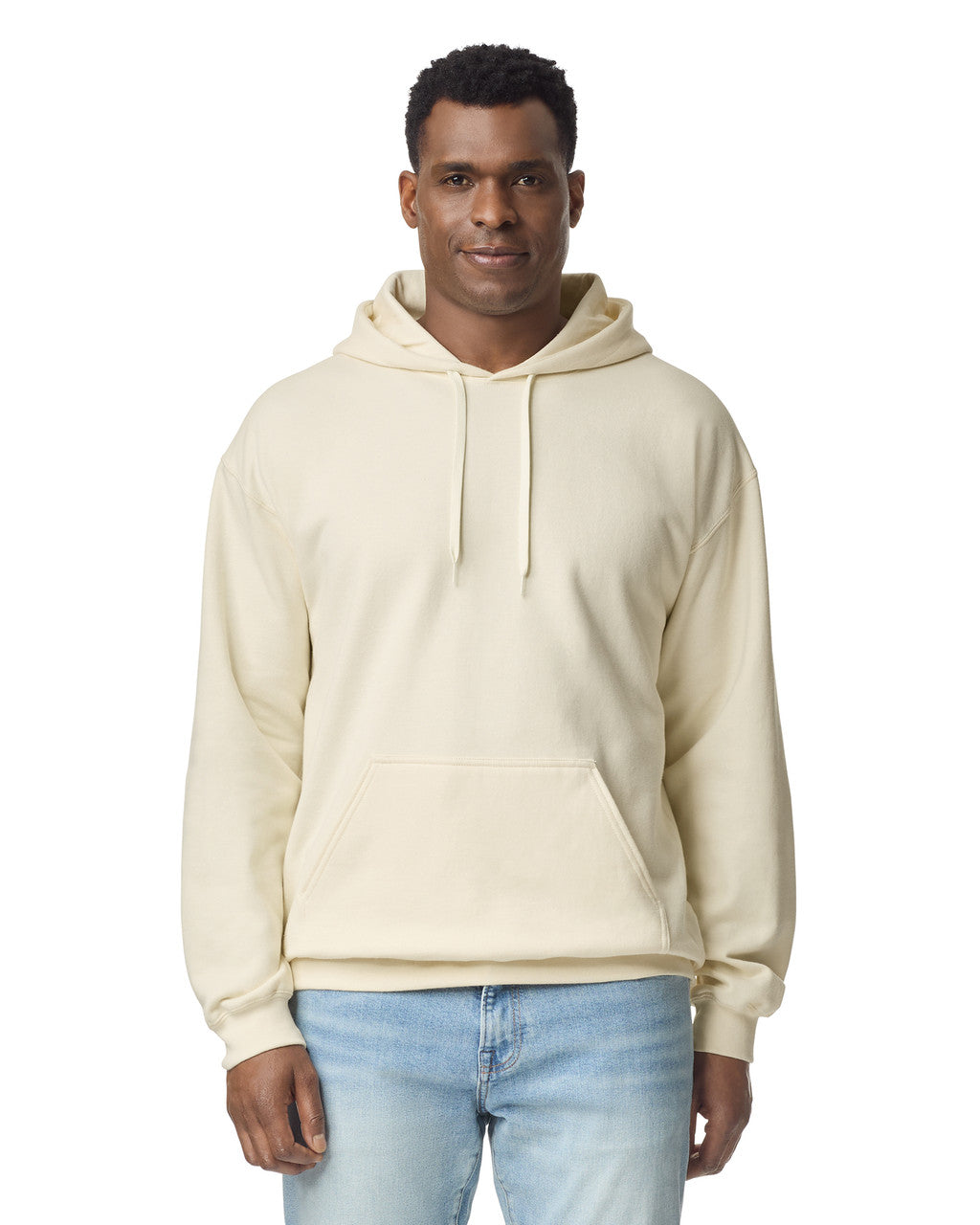 Gildan SF500 Unisex Softstyle Midweight Hooded Sweatshirt - Off White - model front