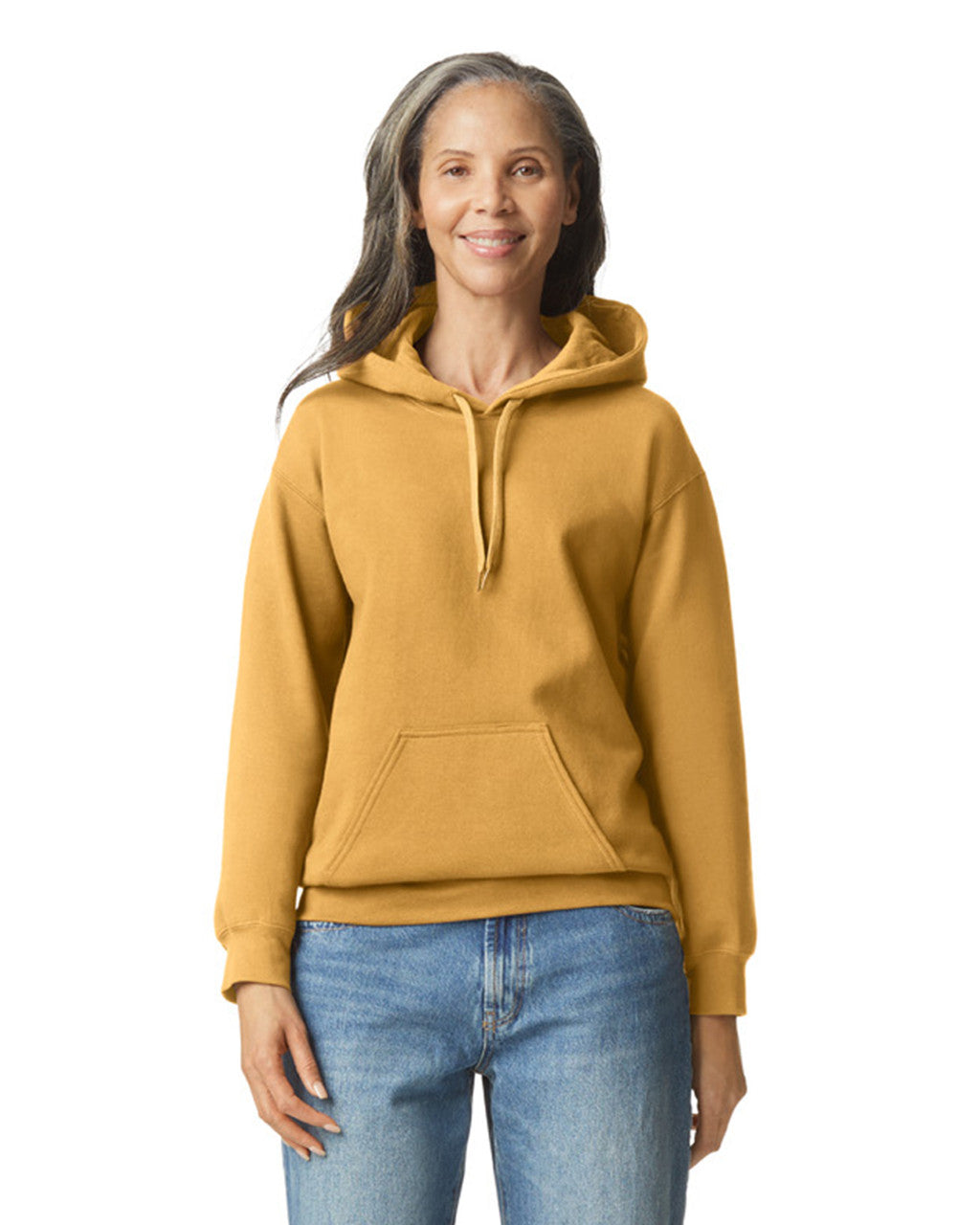 Gildan SF500 Unisex Softstyle Midweight Hooded Sweatshirt - Mustard - model front