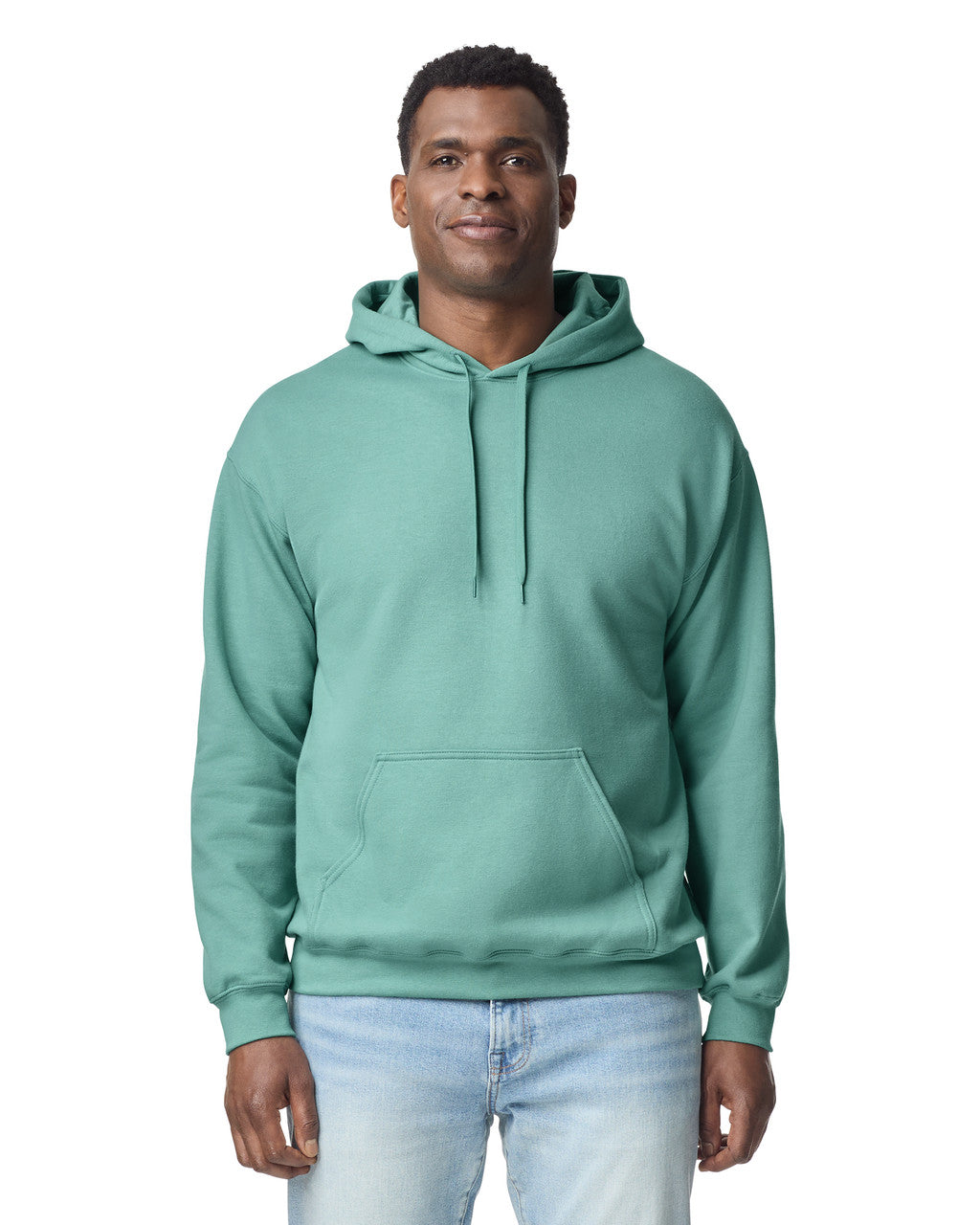 Gildan SF500 Unisex Softstyle Midweight Hooded Sweatshirt - Aquatic - model front
