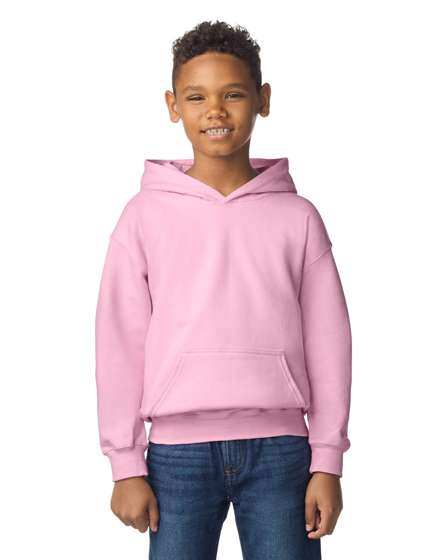 Gildan SF500B Youth Softstyle Midweight Hooded Sweatshirt - Light Pink - model front
