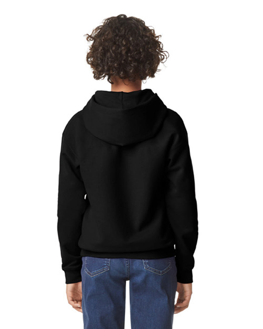 Gildan SF500B Youth Softstyle Midweight Hooded Sweatshirt - Black - model back