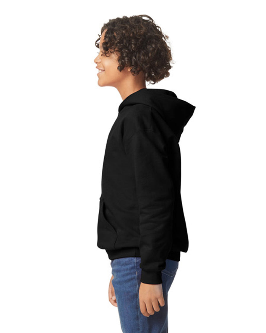 Gildan SF500B Youth Softstyle Midweight Hooded Sweatshirt - Black - model side