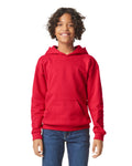 Gildan SF500B Youth Softstyle Midweight Hooded Sweatshirt - Red - model front