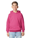 Gildan SF500B Youth Softstyle Midweight Hooded Sweatshirt - Pink Lemonade - model front
