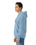 Gildan SF600 Unisex Softstyle Full-Zip Hooded Sweatshirt - Stone Blue - model side