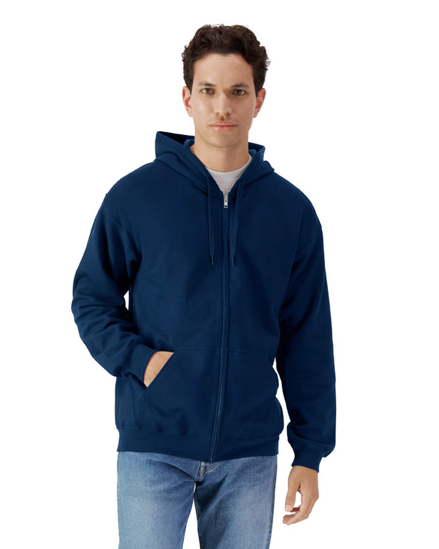 Gildan SF600 Unisex Softstyle Full-Zip Hooded Sweatshirt - Navy - model front