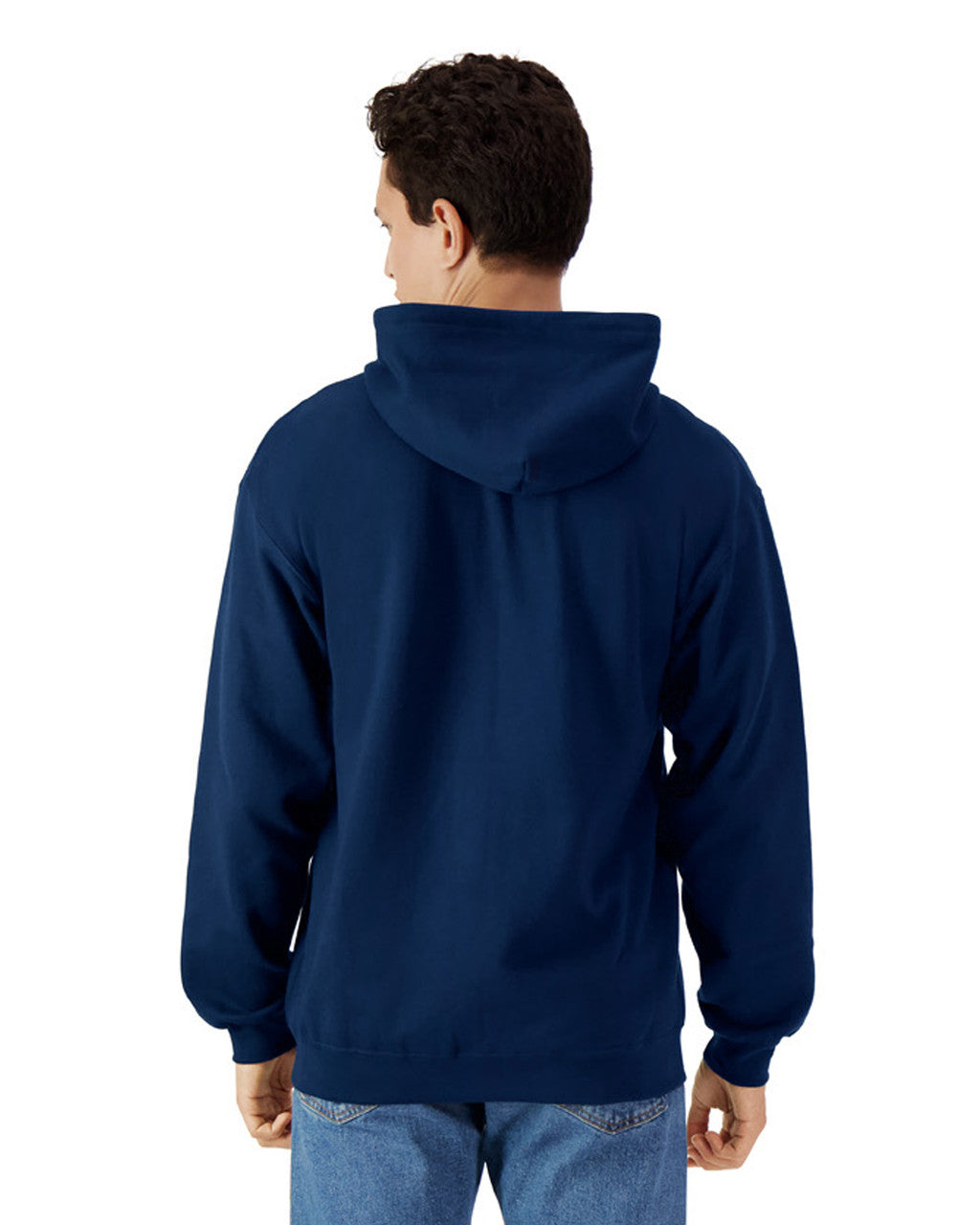 Gildan SF600 Unisex Softstyle Full-Zip Hooded Sweatshirt - Navy - model back