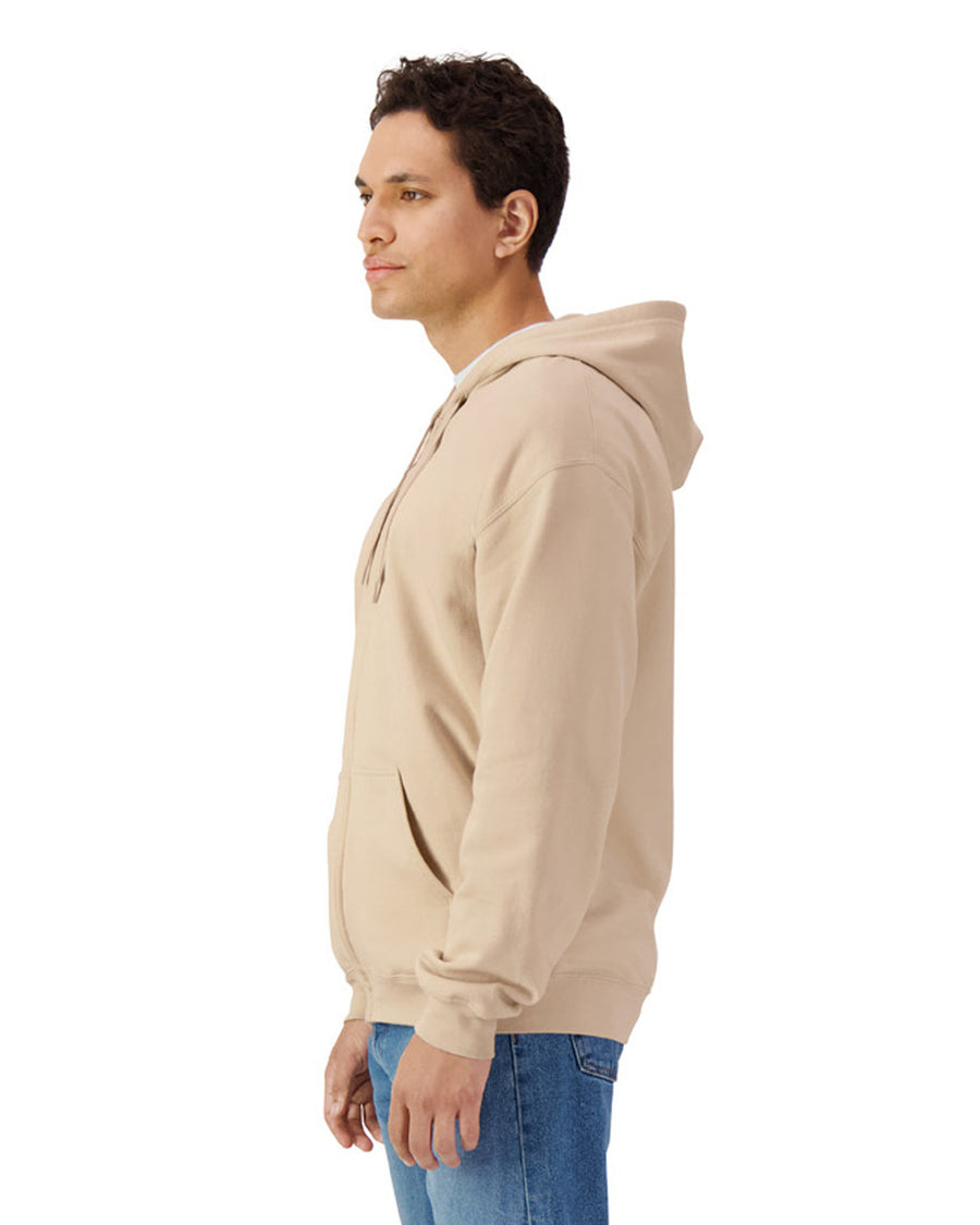 Gildan SF600 Unisex Softstyle Full-Zip Hooded Sweatshirt - Sand - model side
