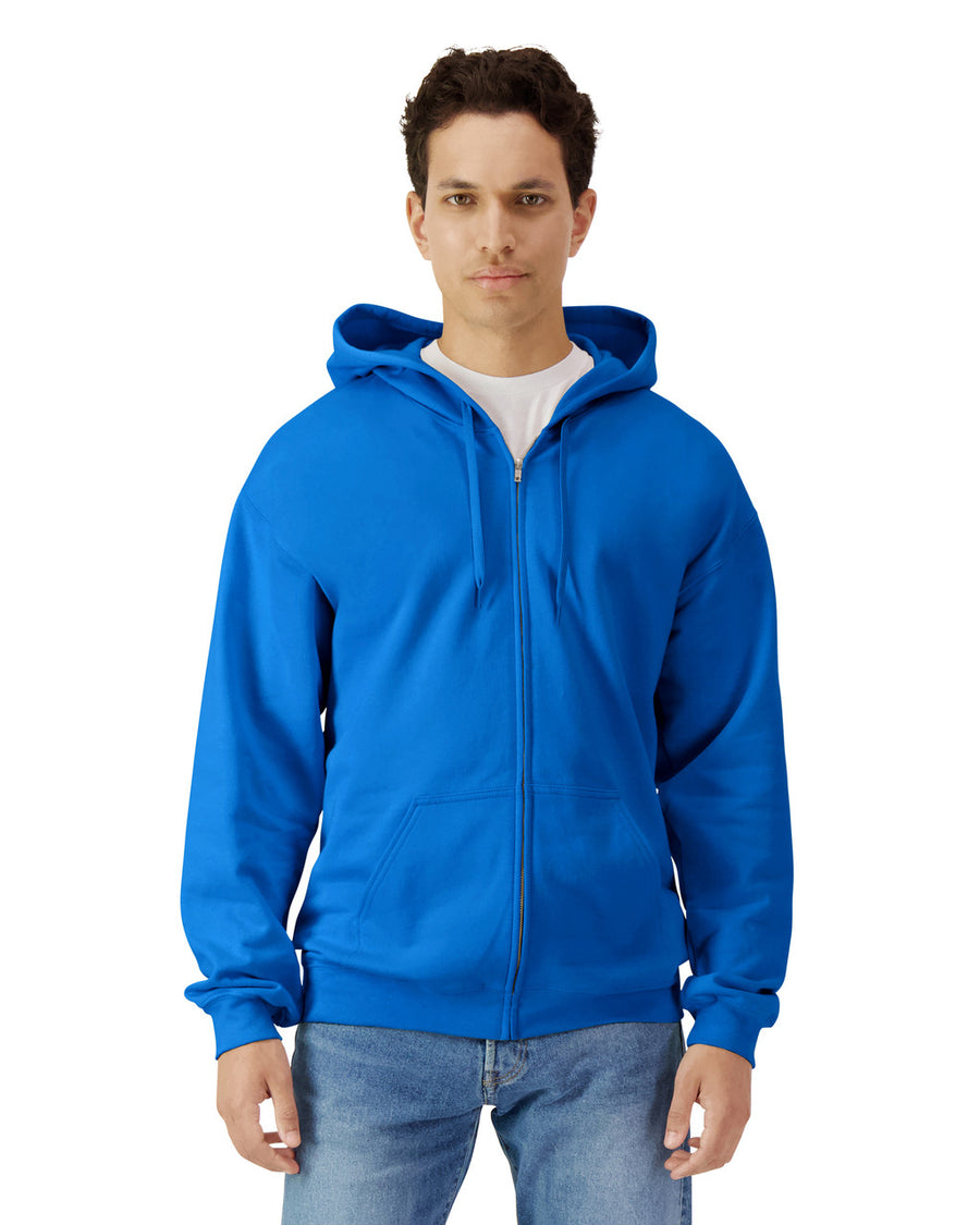 Gildan SF600 Unisex Softstyle Full-Zip Hooded Sweatshirt - Royal - model front