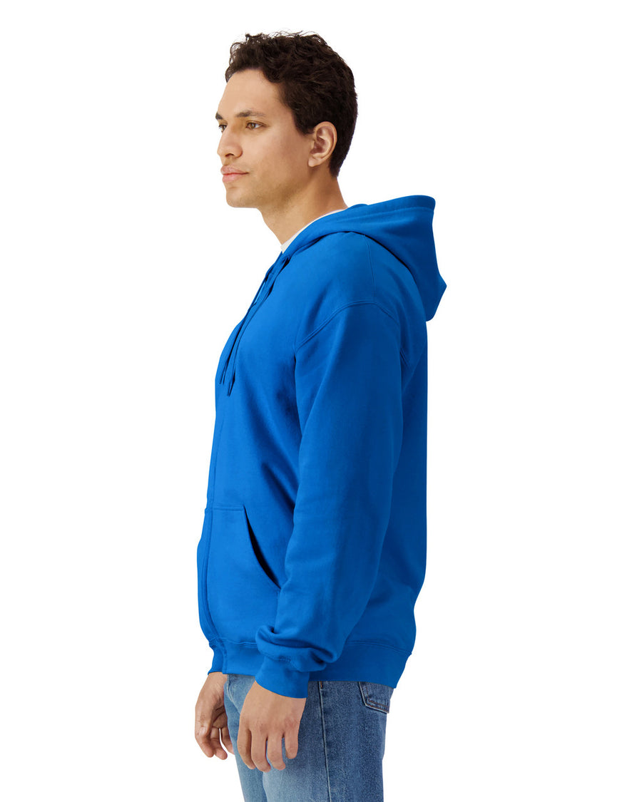 Gildan SF600 Unisex Softstyle Full-Zip Hooded Sweatshirt - Royal - model side