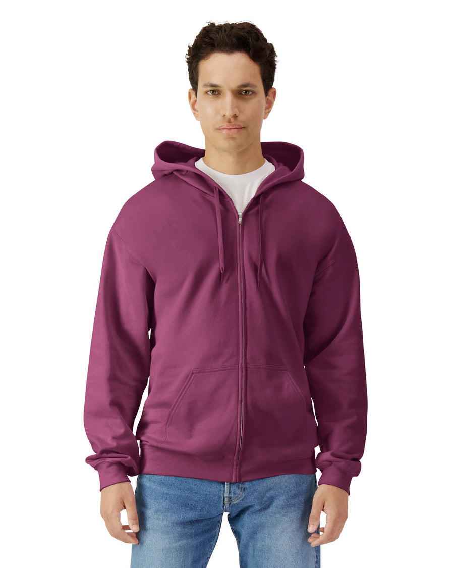 Gildan SF600 Unisex Softstyle Full-Zip Hooded Sweatshirt - Maroon - model front